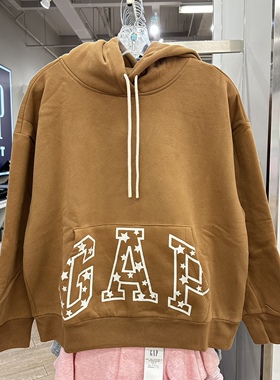 GAP正品现货 秋冬 女装LOGO碳素软磨抓绒连帽衫  套头卫衣778871