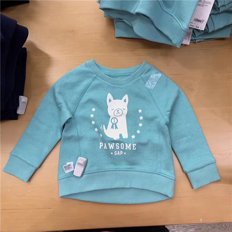 GAP正品现货 秋冬女婴幼童 糖果色 抓薄绒 套头圆领 卫衣 498111