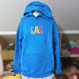 Gap 男女装冬季拼色LOGO碳素软磨抓绒连帽卫衣 505390