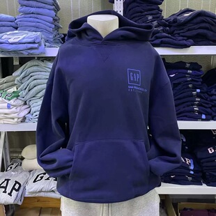 Gap 男装秋冬款撞色LOGO宽松碳素软磨抓绒卫衣 情侣男女装 505382