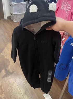 gap新生儿加绒连体衣外出服