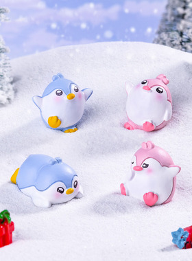微景观简约现代创意可爱小企鹅公仔雪地造景 DIY装饰品树脂小摆件