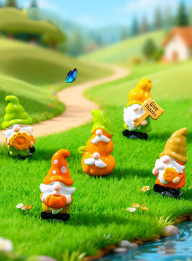 跨境新品微景观创意可爱感恩节小矮人 DIY装饰品迷你桌面树脂摆件