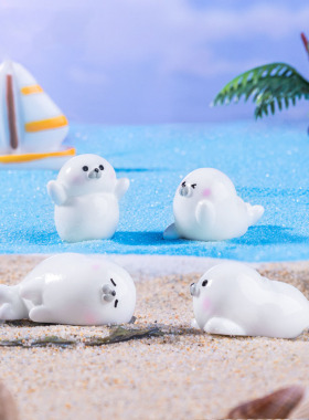 微景观创意可爱卡通动物小海豹水族造景 DIY装饰品迷你桌面小摆件