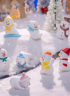 微景观创意可爱卡通圣诞雪人圣诞树造雪景 DIY装饰品微缩迷你摆件