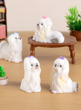 微景观简约树脂工艺品可爱卡通动物小犬狗公仔车载桌面装饰品摆件