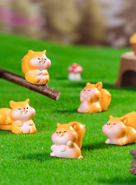 微景观简约创意可爱胖胖小松鼠园艺造 DIY装饰品迷你树脂桌面摆件