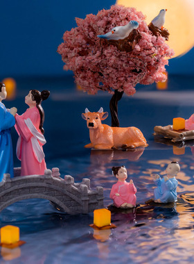 微景观简约现代创意七夕节牛郎织女情侣 DIY装饰品迷你桌面小摆件