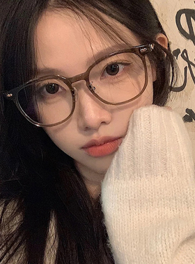 韩版冷茶色眼镜女可配度数近视超轻大脸显瘦素颜眼镜框镜架潮散光