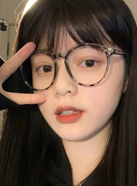 复古豹纹眼镜女韩版潮网红素颜神器眼镜框有度数圆框平光镜ins风