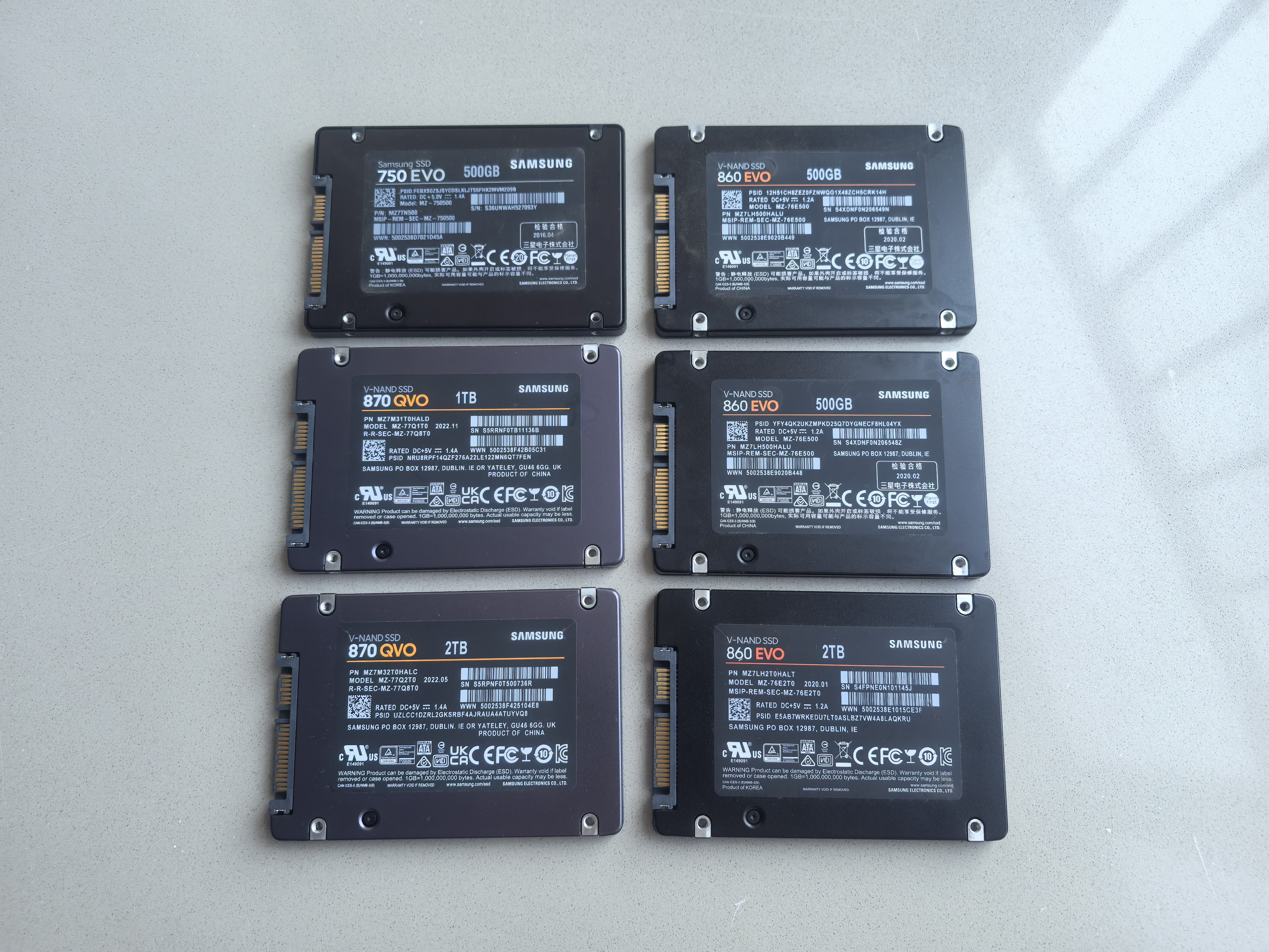 原装Samsung/三星 500G 250G 750 EVO 2.5寸SSD笔记本固态硬盘