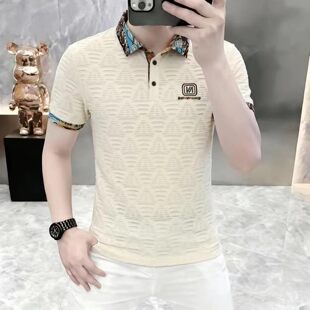 点击率男装专卖店高档刺绣polo衫短袖夏季男士冰丝透气翻领半袖潮
