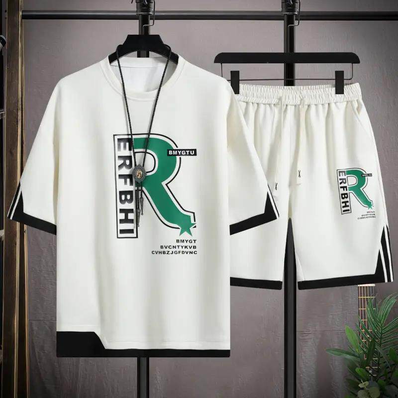 渡森潮流馆2026夏季新款男士两件套潮流短袖短裤时尚休闲运动套装