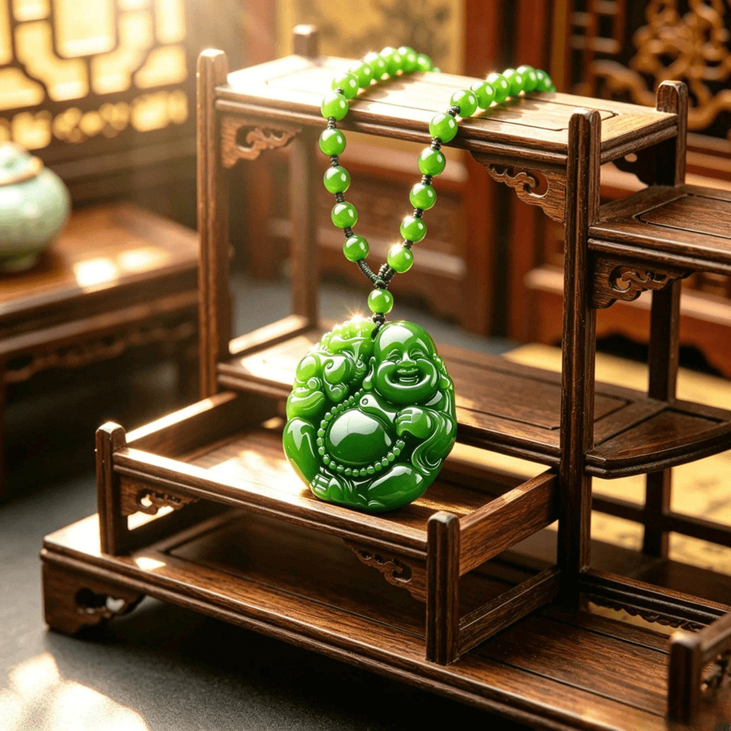 点击率仿碧绿玉佛抱貔貅