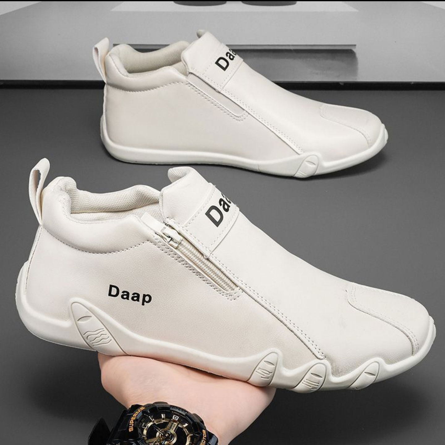 今泽优选男鞋飞行员皮鞋2025秋冬新款皮面休闲鞋男士防水帕拉鞋潮