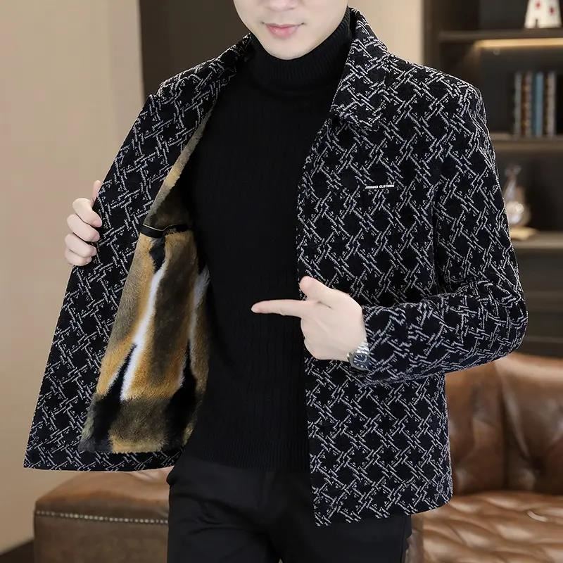 德诺男装服饰店男士秋冬新款翻领毛呢大衣休闲加厚短款呢子外套