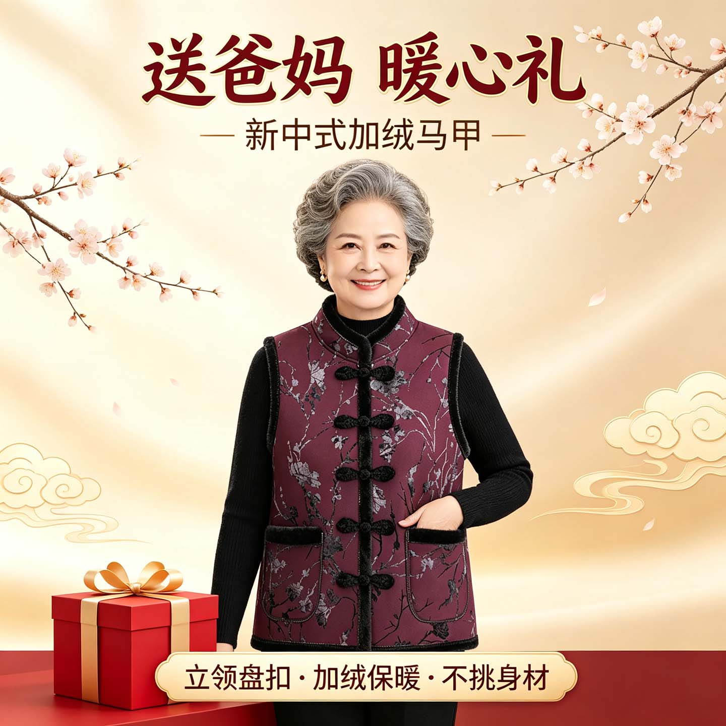 铂瑾新中式奶奶加绒马甲
