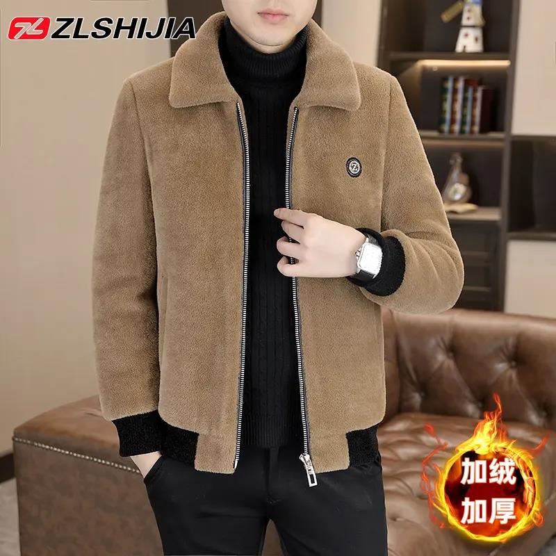 德诺男装服饰店男士毛呢外套加绒保暖加厚呢子大衣冬季仿皮草上衣