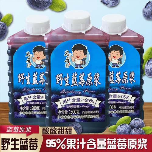 高浓度野生蓝莓原浆果汁饮料伊春志有压榨蓝莓汁鲜果榨汁果味饮品 - 封面