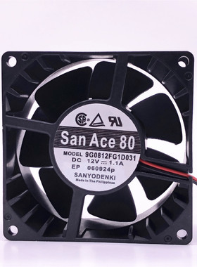 正品原装三洋San Ace 80服务器风扇8038 9G0812FG1D031 DC12V1.1A