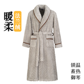 加绒加厚珊瑚绒男睡衣秋冬款 长袖 大码 睡袍冬季 法兰绒浴袍男士 春秋