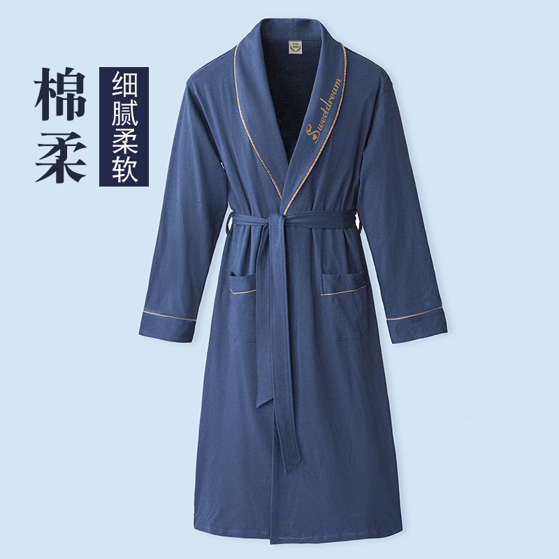 男士睡袍男款浴袍式大衣春秋款秋季和服纯棉长袖长款睡衣2025新款