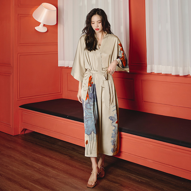 PAJAMAS WOMENS SUMMER ICE SILK THIN 2024 NEW SPRING AND AUTUMN SEXY NIGHTDRESSES LOOSE AND CAN BE WORN OVER WOMENS NIGHTGOWNS