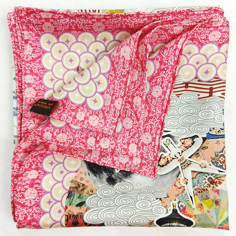 VIESCA春秋双面同色真丝大丝巾