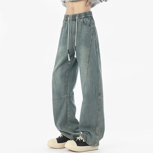 新款百搭美式复古牛仔裤