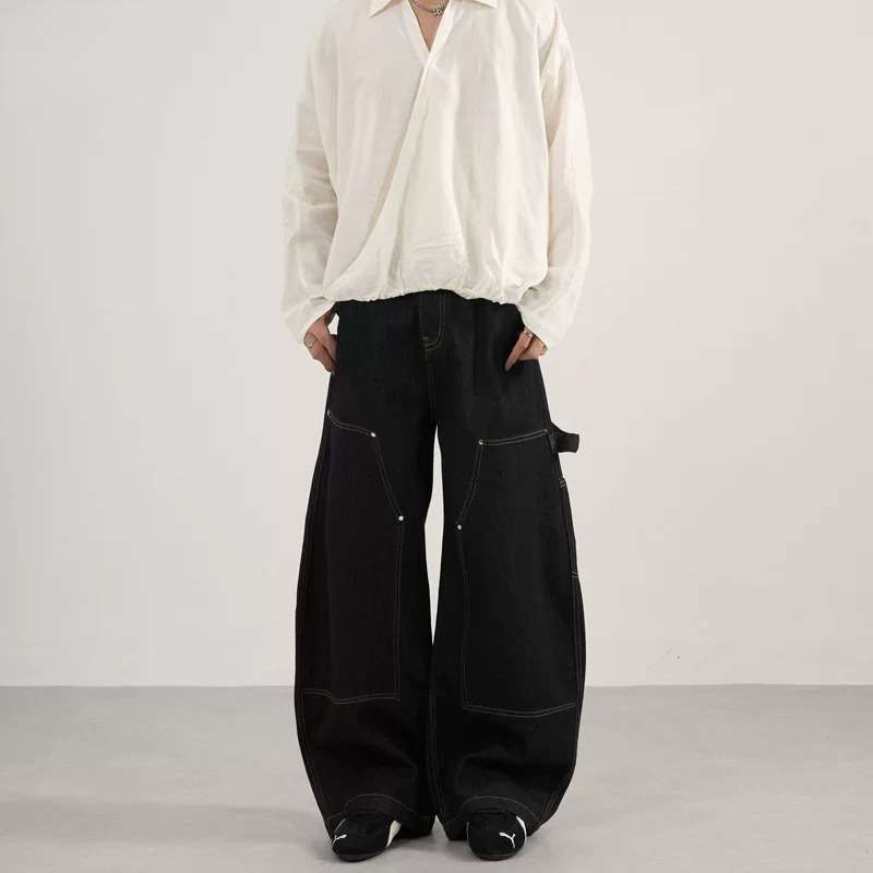 男装#美式高街复古潮牌原牛色宽松伐木裤直筒弯刀工装裤男士,男装,牛仔裤,淘宝优惠券,粉丝福利购,淘宝优惠卷