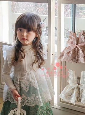 女童韩国童装FLO2022春季宝宝洋气淑女百搭蕾丝裙摆外搭公主背心