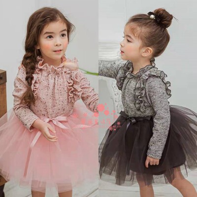 童装春季演出小香风木耳边公主裙