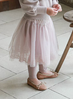 女童打底裤韩国进口童装FLO2021秋季宝宝蕾丝花边百搭弹力修身裤