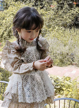 女童韩国童装FLO2021秋季宝宝洋气淑女百搭蕾丝裙摆外搭公主背心