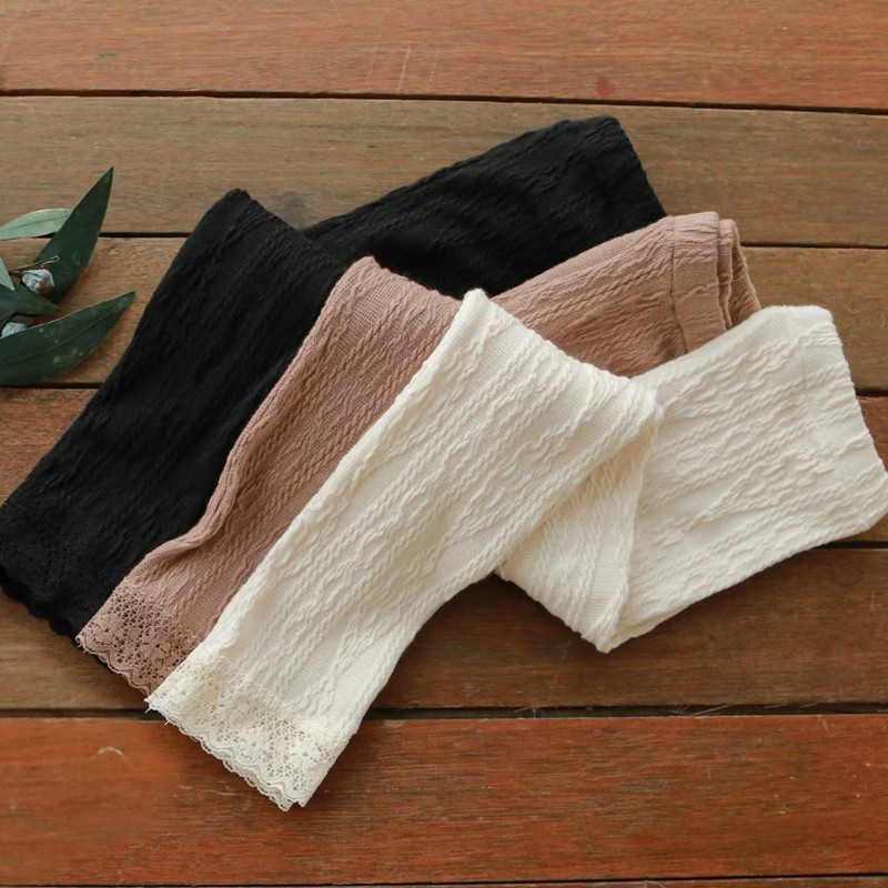 FLO棉蕾丝花边弹力修身打底裤