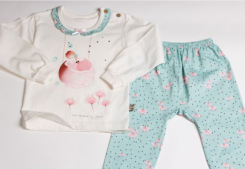 SOUTH KOREA IMPORTED CHILDRENS CLOTHING 2015 AUTUMN NEW DONGGLE GIRL CARTOON CUTE CROPPED UNDERWEAR SET THIN