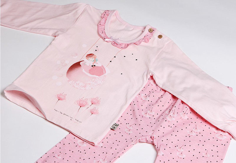 SOUTH KOREA IMPORTED CHILDRENS CLOTHING 2015 AUTUMN NEW DONGGLE GIRL CARTOON CUTE CROPPED UNDERWEAR SET THIN