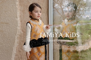 儿童洋气中国风马甲背心半裙两件套 25秋冬款 Jamiya女童新中式 套装