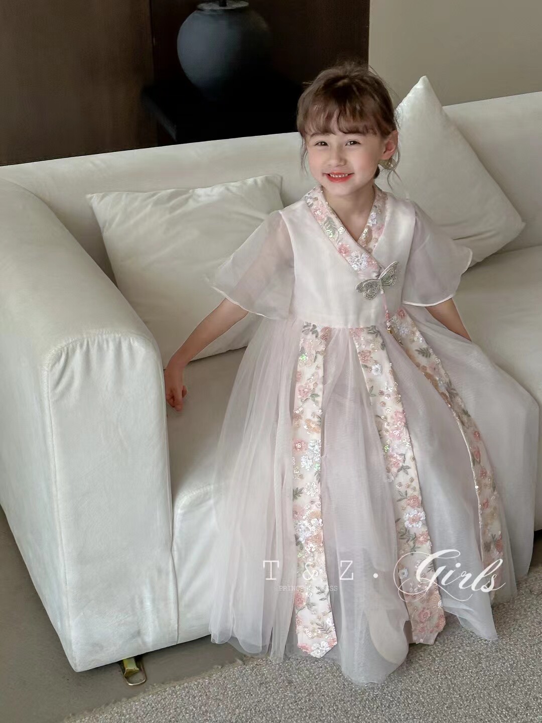 2024春夏新款女童汉服连衣裙古风超仙小女孩古装交领广袖流仙裙