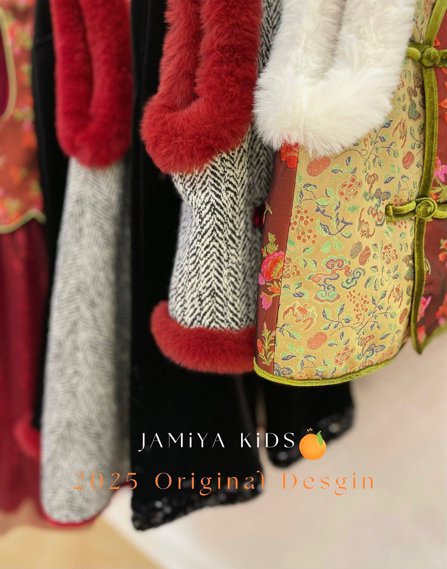 Jamiya儿童新中式拜年服25秋冬儿童女孩中国风年服提花马甲背心裙