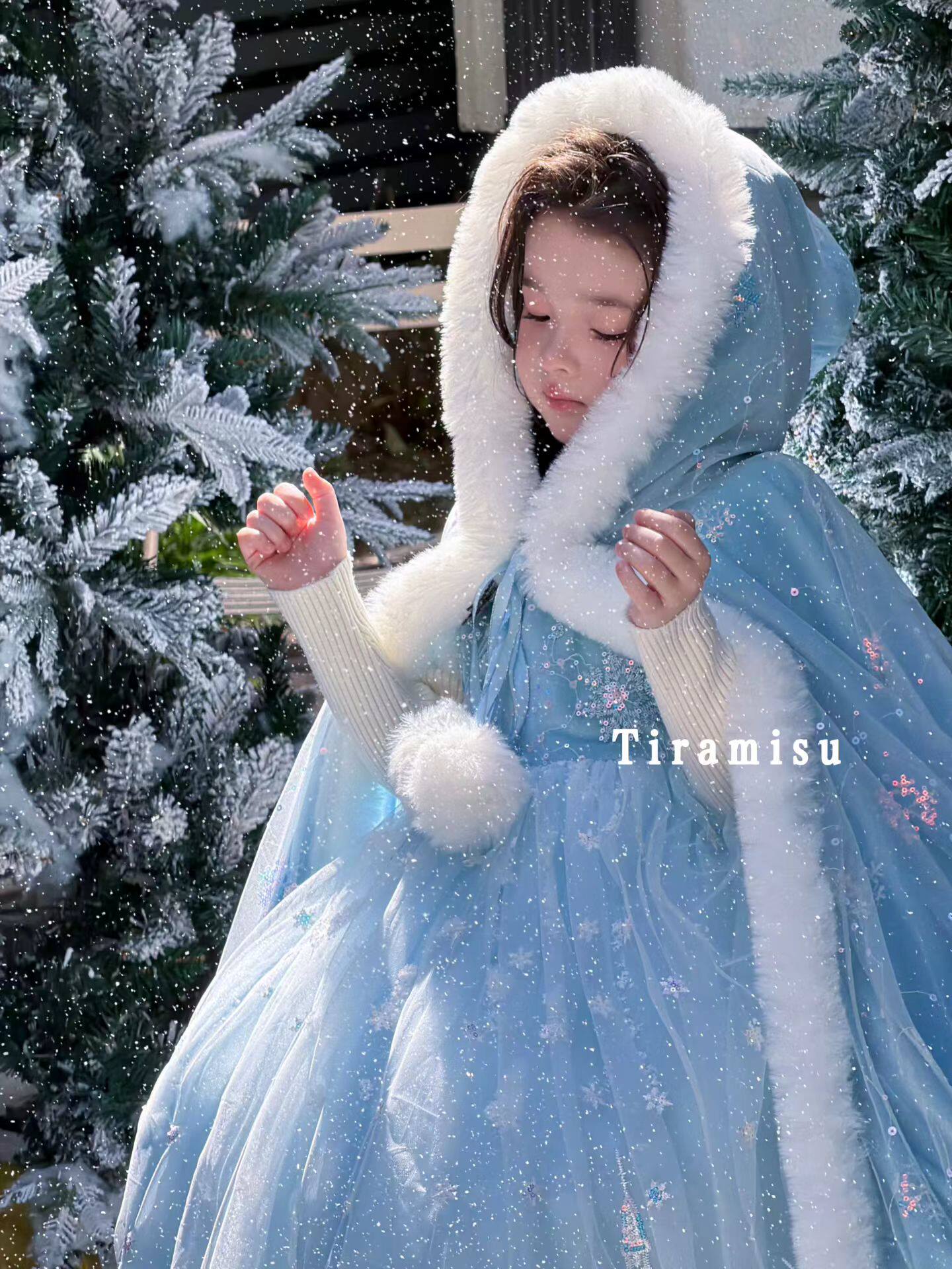 Tiramisu女童冰雪连衣裙2026秋冬新款儿童洋气宝宝周岁礼服公主裙