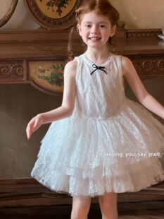 天空之城女童连衣裙2026春夏儿童女孩生日礼服裙蕾丝网纱公主裙