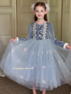 天空之城女童连衣裙2025秋冬款儿童洋气公主裙礼服蓬蓬纱斗篷裙子