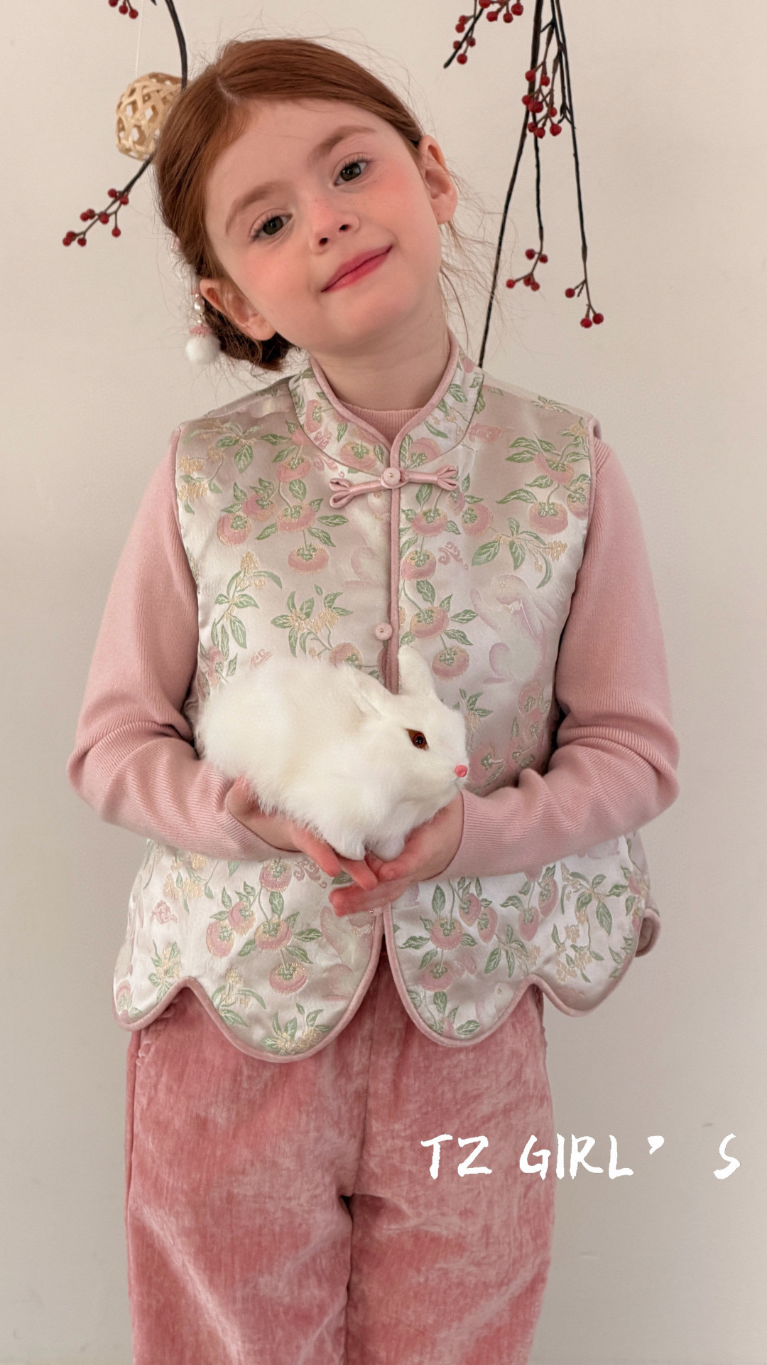 女童新中式马甲25秋冬新款儿童女孩国风拜年服提花背心裙坎肩裤子