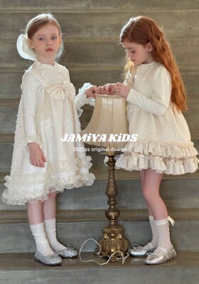 Jamiya女童连衣裙25秋冬儿童女孩小香风网纱裙生日礼服公主背心裙