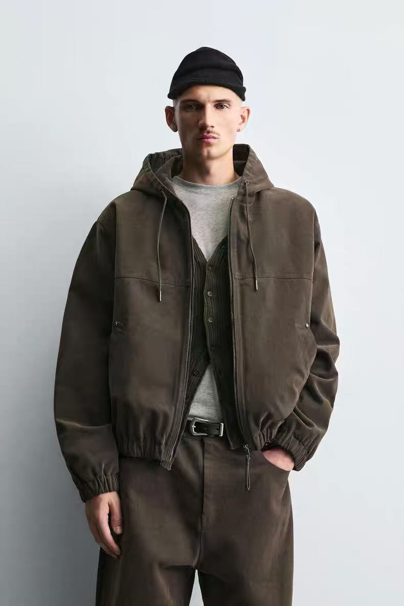 ZA2025冬季新品 男装 宽松连帽长毛绒棉服夹克外套 8281440 505