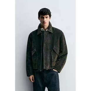 新品 3833306 男装 直筒天鹅绒斜纹夹克外套 529 翻领修身 ZA2025冬季