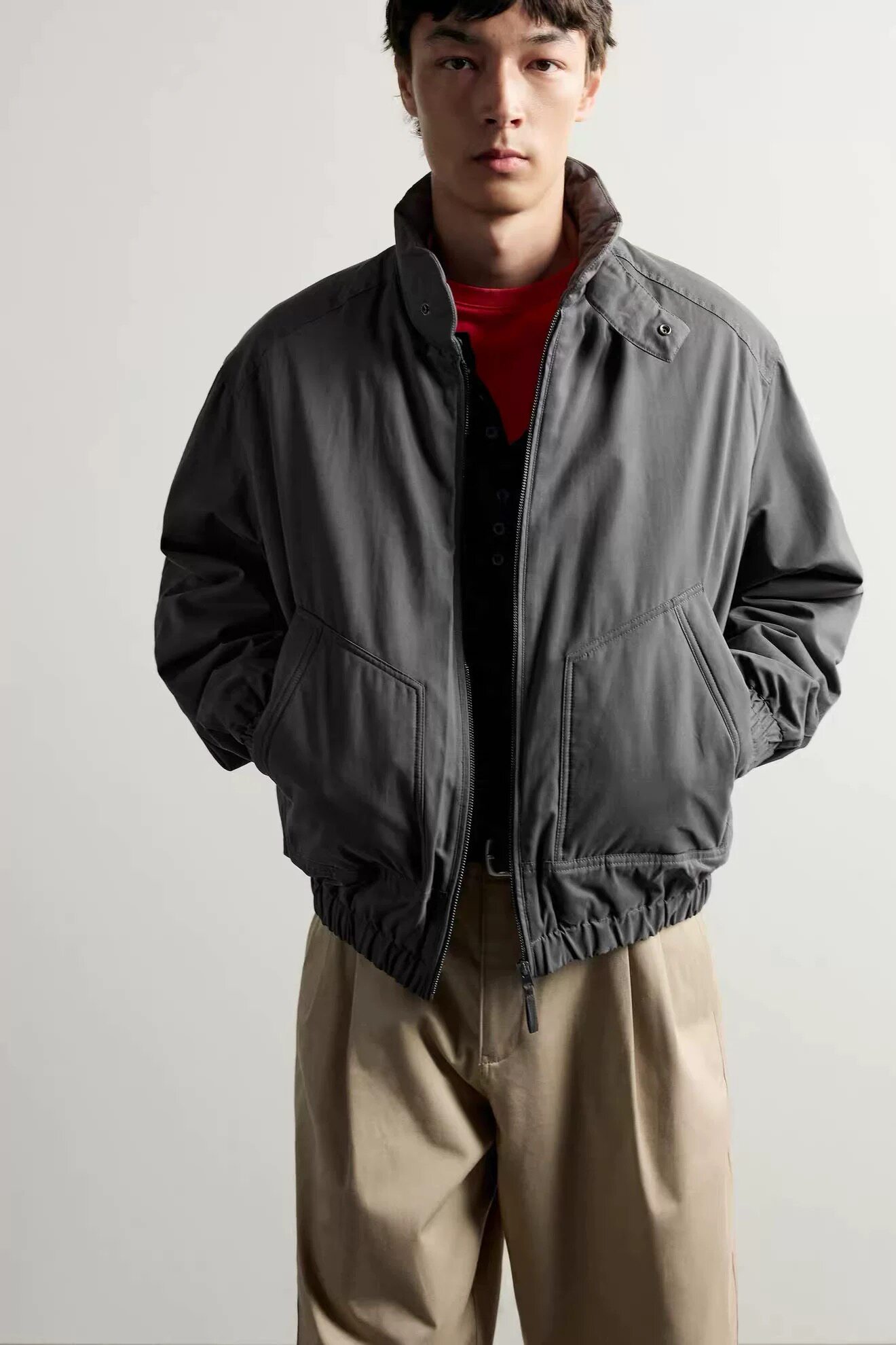 ZA2026秋季新品 男装 防水科技面料立领棉服夹克外套 6318316 801