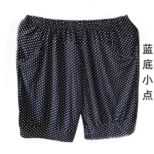 衩 夏季 外穿女士冰丝弹力高腰薄款 短裤 妈妈外穿松紧腰碎花家居裤