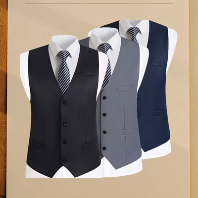 新款工装上班男装春秋奶奶款马甲背心休闲贴身装大码薄款坎肩外套